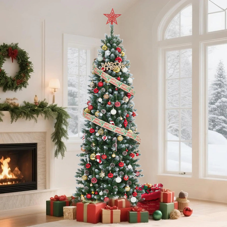 Pre-Lit Slim Pencil Artificial Christmas Tree — Space-Saving Holiday Decor