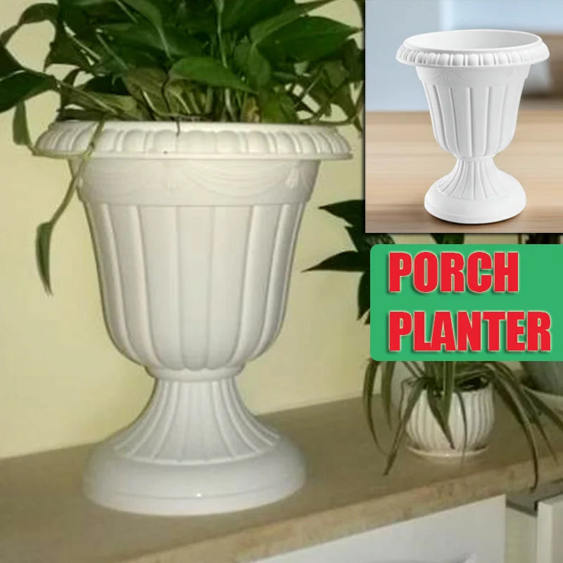 BESTOMZ Roman Column Flower Pot — Classic White Pedestal Planter