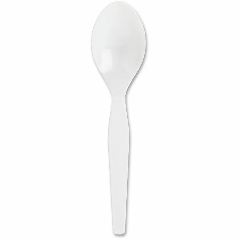 Heavyweight Disposable Spoons — Rigid White Polystyrene, 100 Count