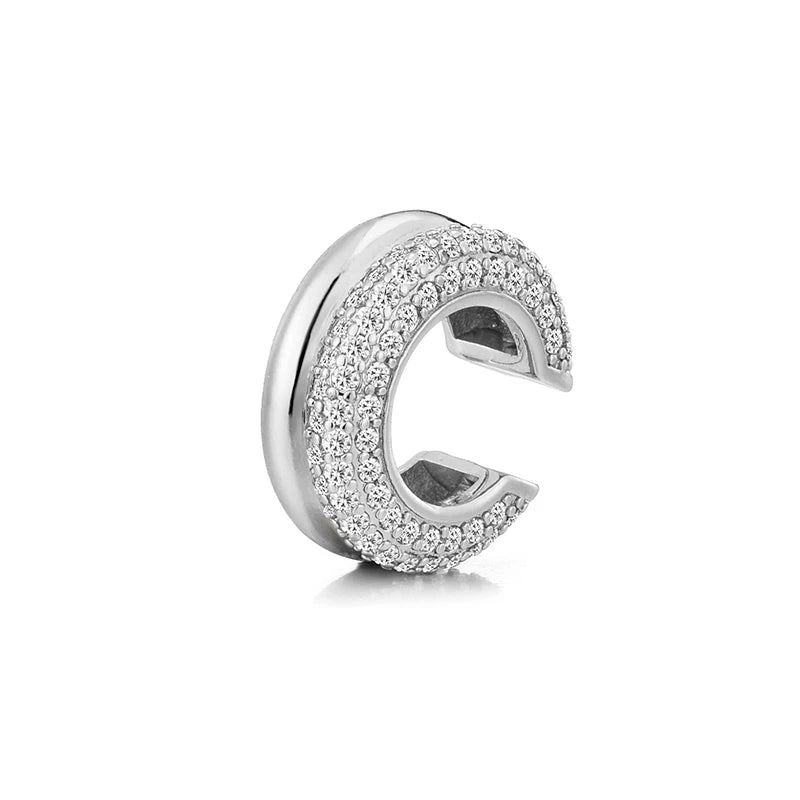 LOVBEAFAS Double Layer C-Shape Ear Cuff — Geometric Zircon Clip-On Earrings