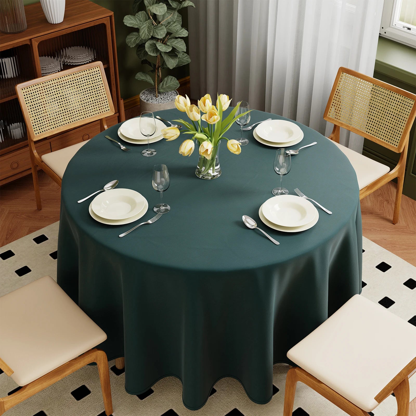 Hptmus Round Tablecloth — Elegant Solid Color Cover for Weddings & Parties