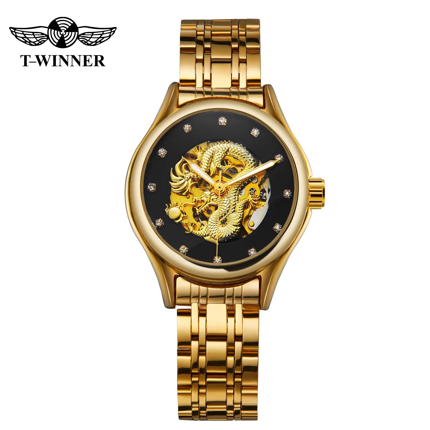 T-WINNER Luxury Dragon Skeleton Watch — Automatic Mechanical Women's Timepiece