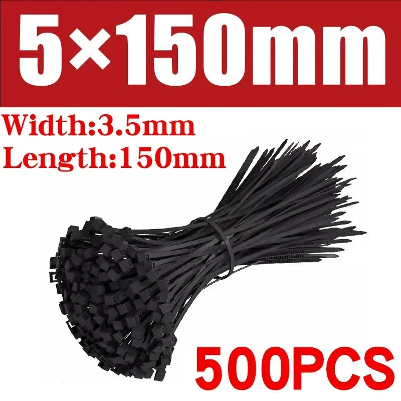 Nylon Cable Tie Set — Self-Locking Plastic Zip Wraps for Wire Management