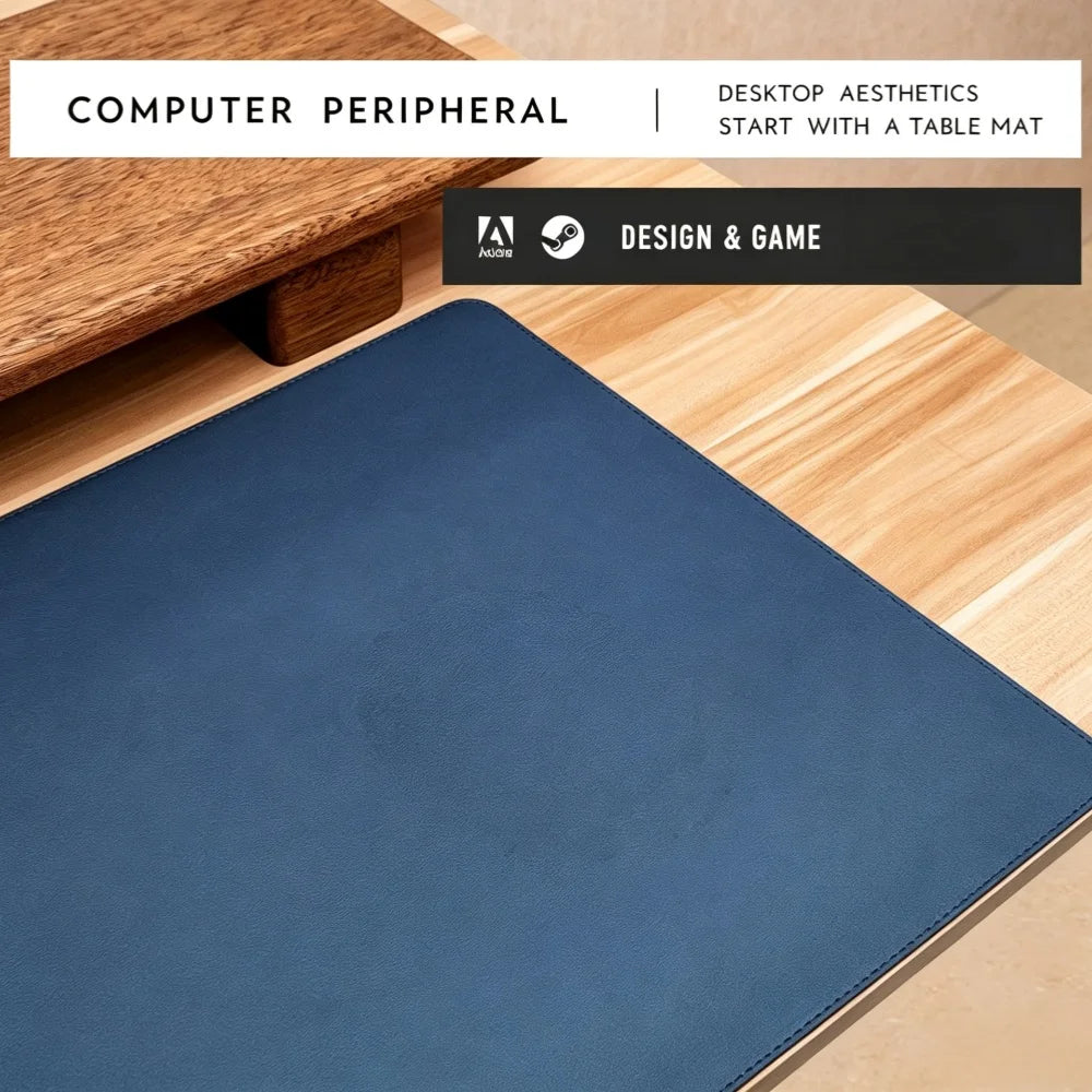 PU Leather Large Desk Mat — Waterproof Anti-Slip Desktop Pad