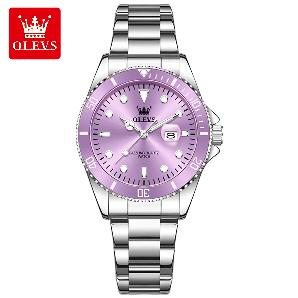 OLEVS Luxury Quartz Women's Watch — Elegant Stainless Steel Strap & Luminous Hands