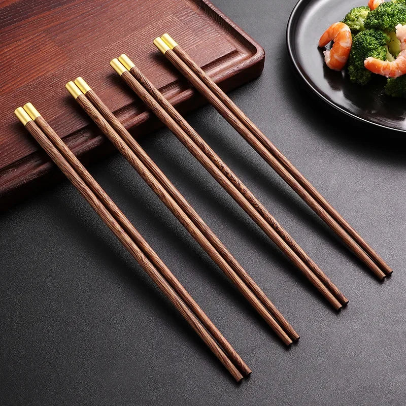 BalmyDays Wenge Wood Chopsticks — 4 Pairs of Reusable Sushi Utensils