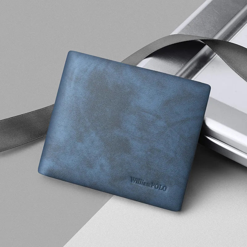 Men's Genuine Cow Leather Wallet — Compact Card Holder & Bifold