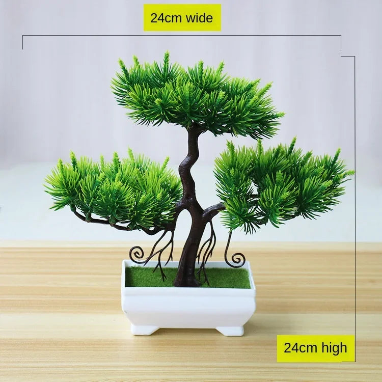 merylover Artificial Bonsai Tree — Potted Green Plant Decor for Home and Office