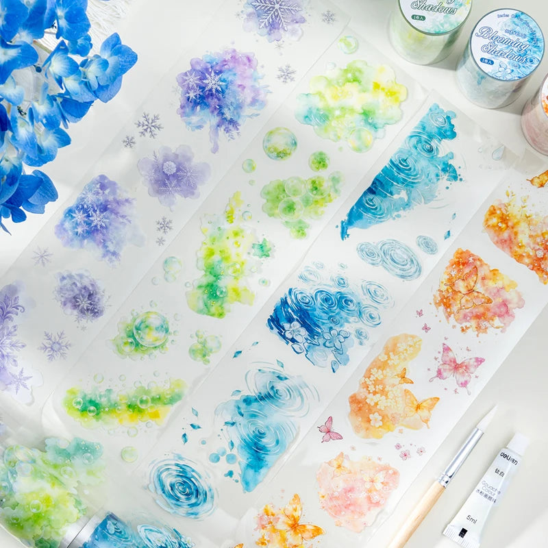 Water Splash PET Washi Tape — Decorative Adhesive for Scrapbooking & Journals