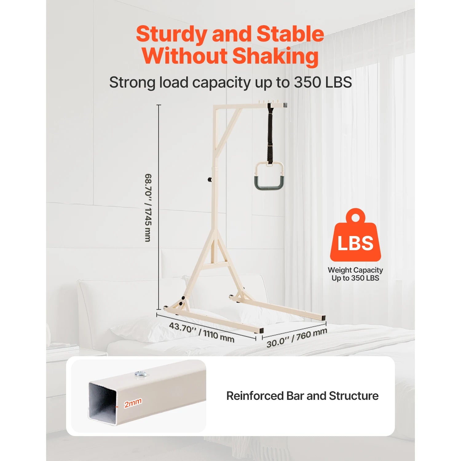 SucceBuy Bed Trapeze Bar — Height-Adjustable Mobility Aid with Casters