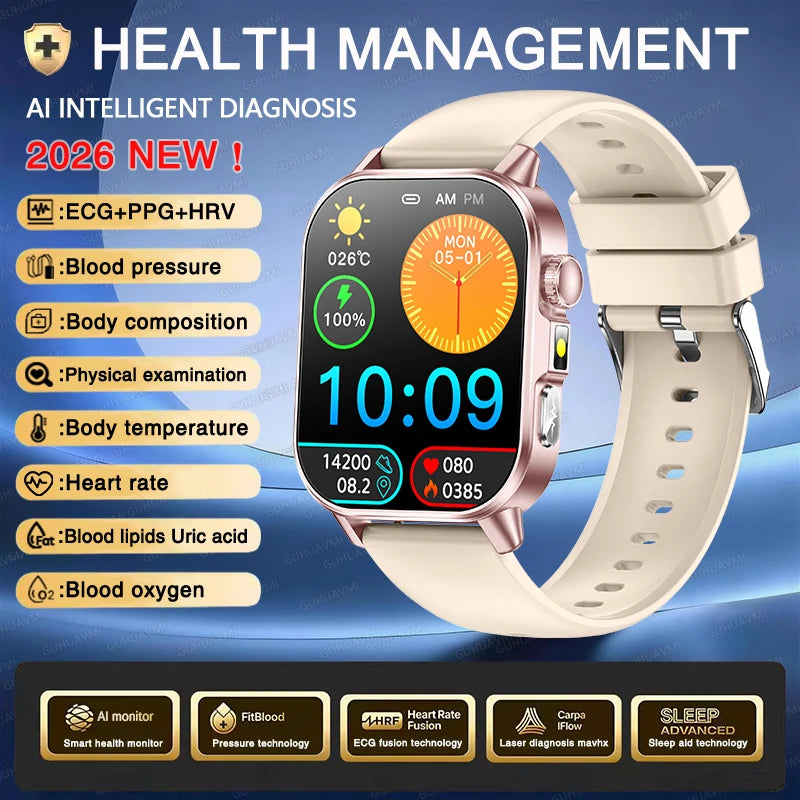 GUHUAVMI ECG Smart Watch — Advanced Health Monitoring & Bluetooth Call