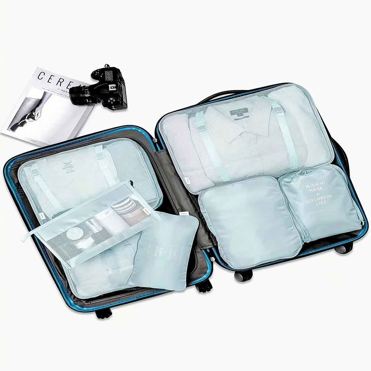 Seven-Piece Travel Storage Bag Set — Luggage Organizer & Clothing Sorting Kit