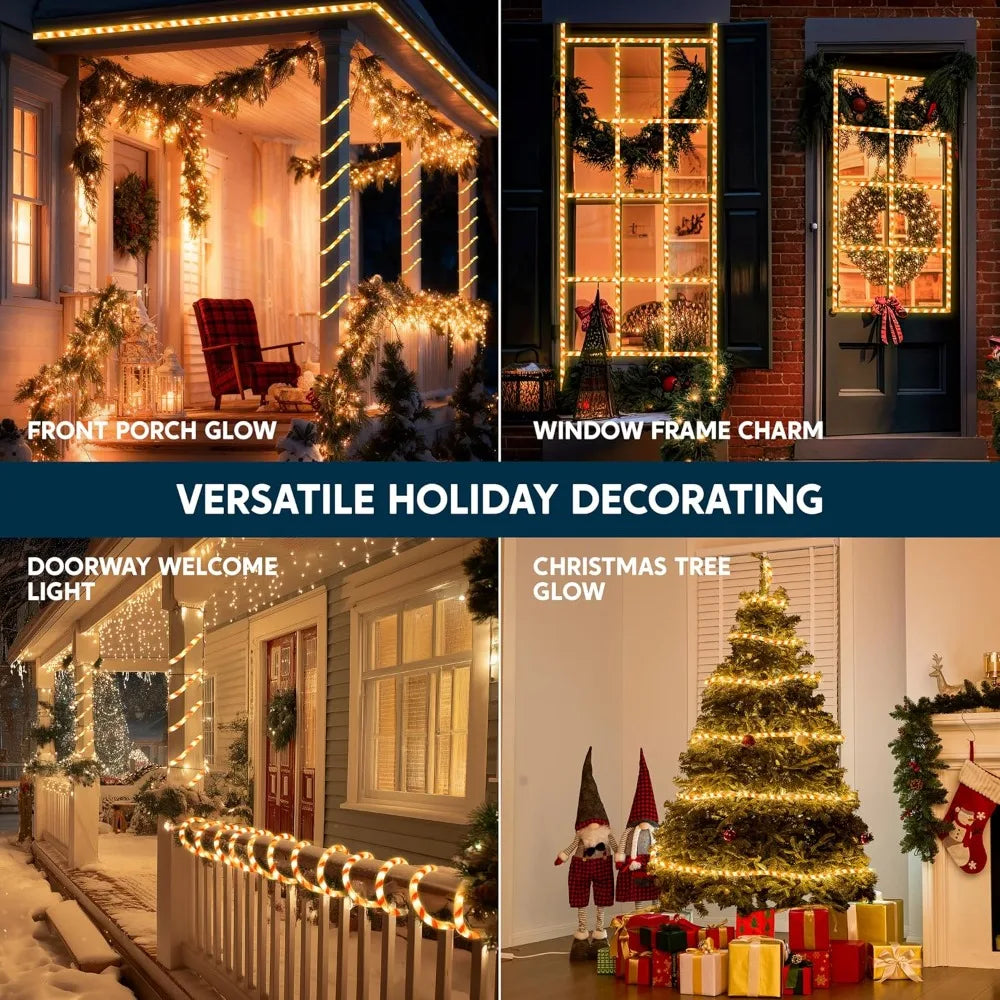 Joyfy LED Candy Cane Rope Lights — 40FT Waterproof Outdoor Holiday Decor