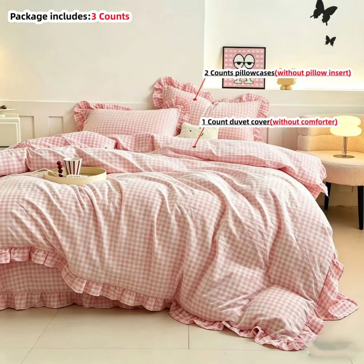 Striped Print Duvet Cover Set — Soft 3-Piece Bedding Collection