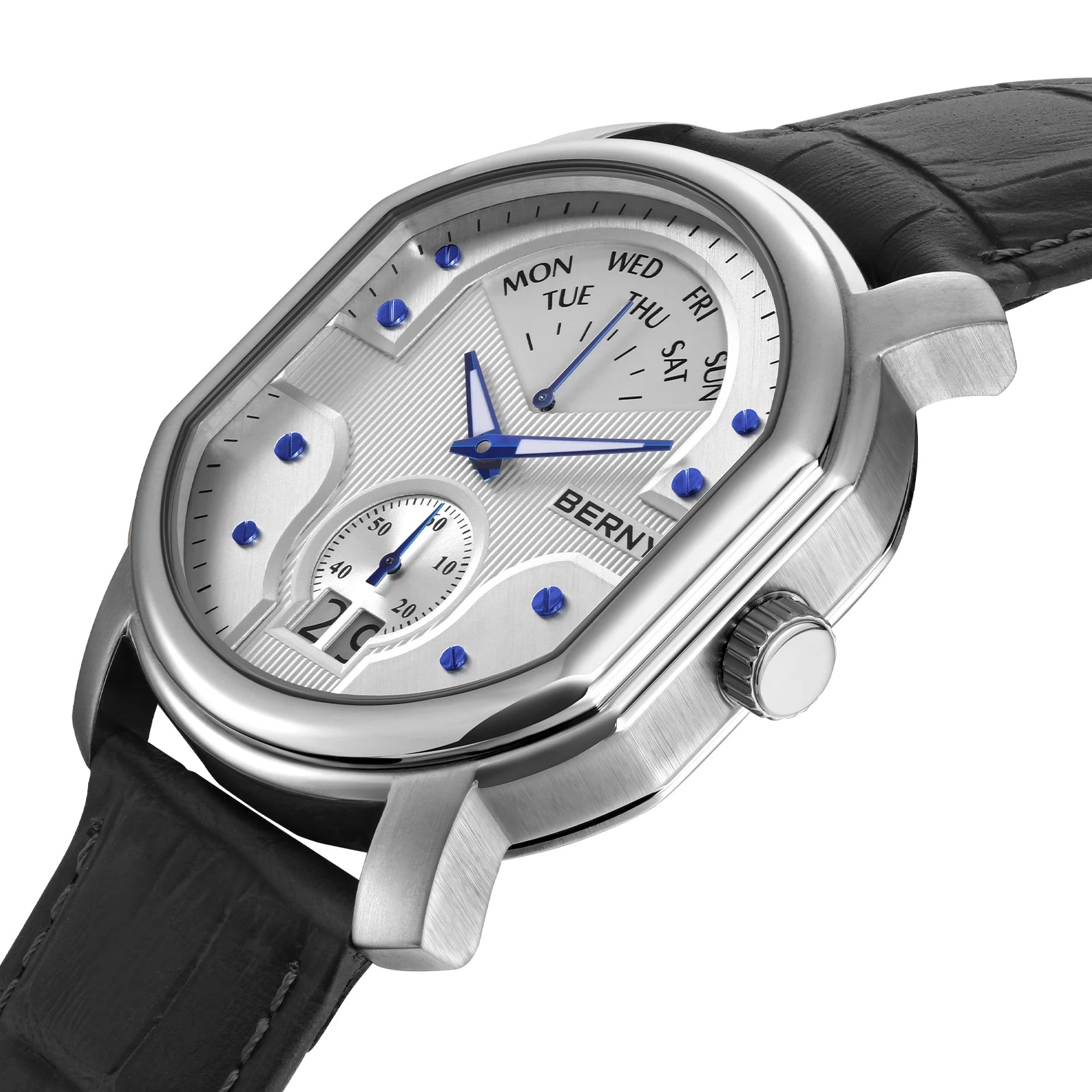 BERNY Tonneau Classic Men's Watch — Luxury Quartz with Sapphire Crystal