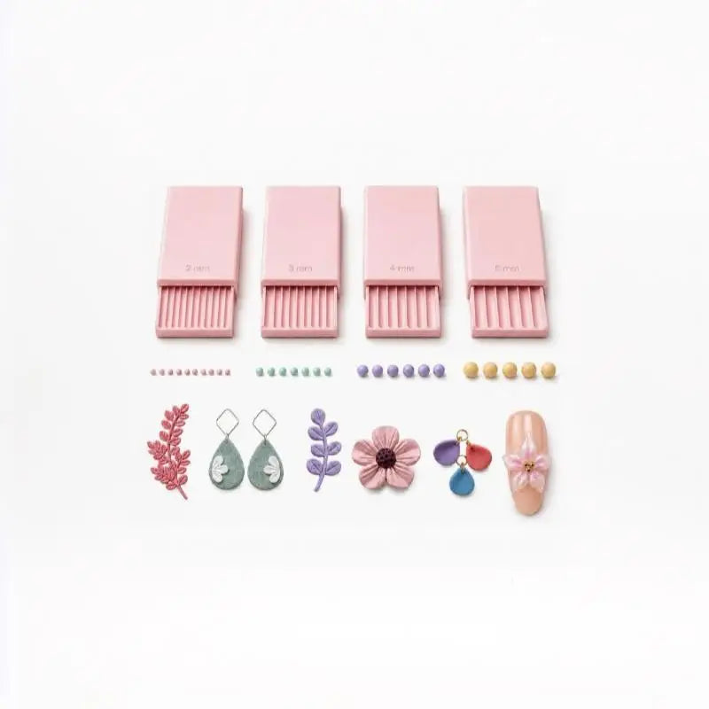 Nail Art Bead Roller Kit — 4-Piece Clay and Gel Extruder Set