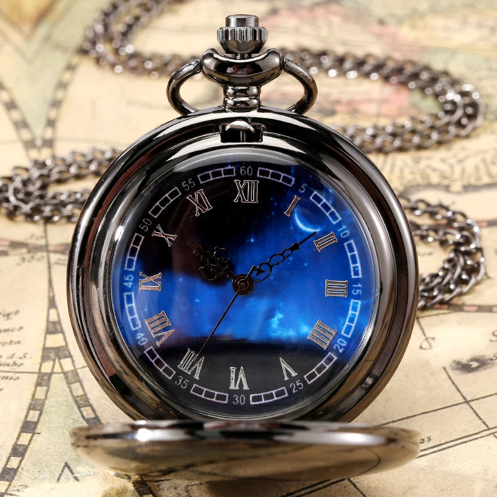YISUYA Vintage Quartz Pocket Watch — Antique Style Necklace with Fob Chain