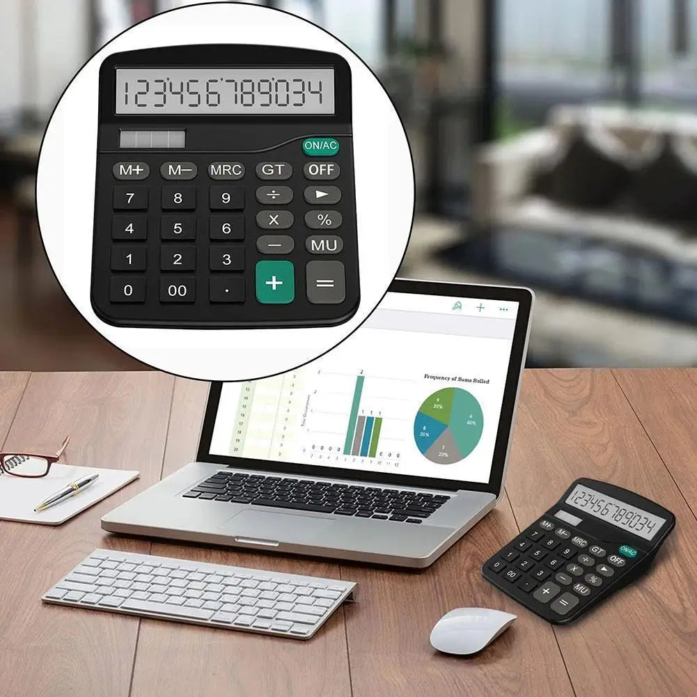 12-Digit Dual Power Calculator — Solar and Battery Office Tool