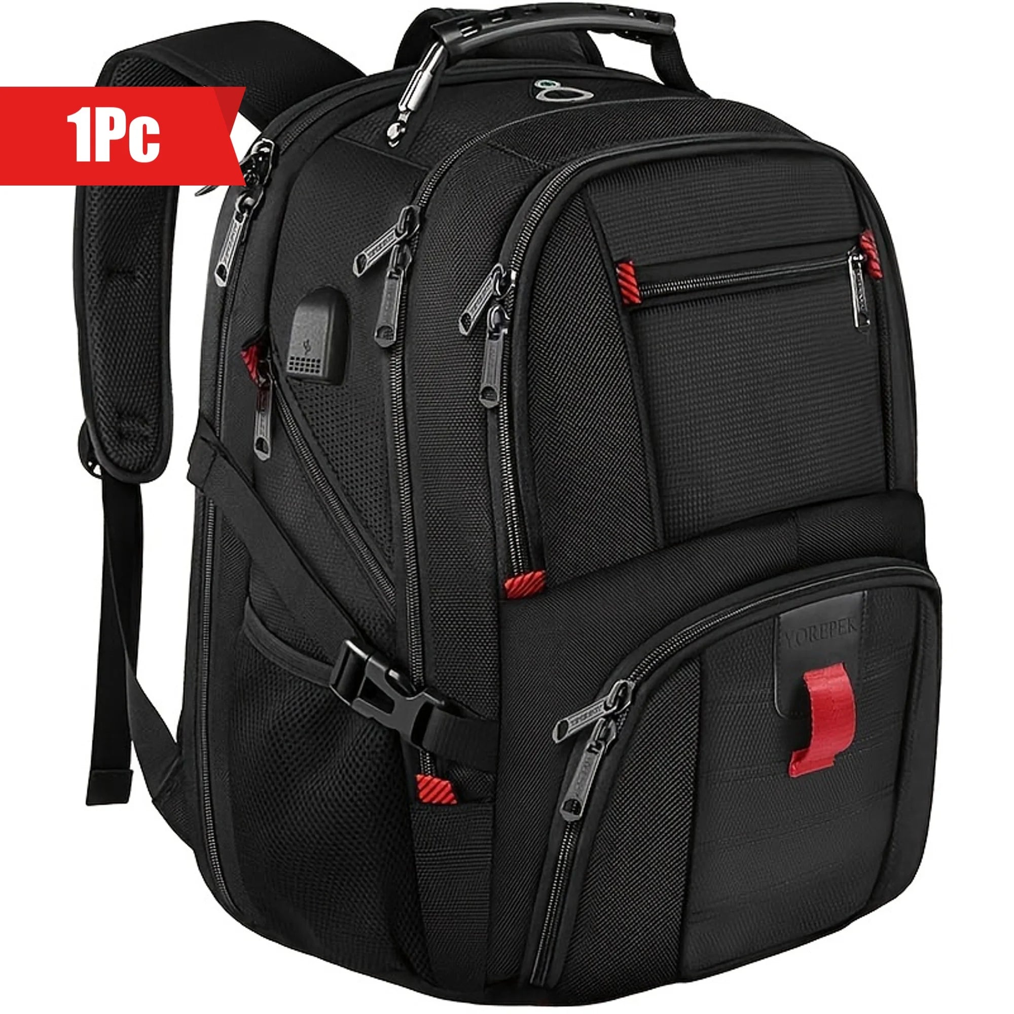 Men's Large Travel Backpack — Business Laptop Bag with USB Port