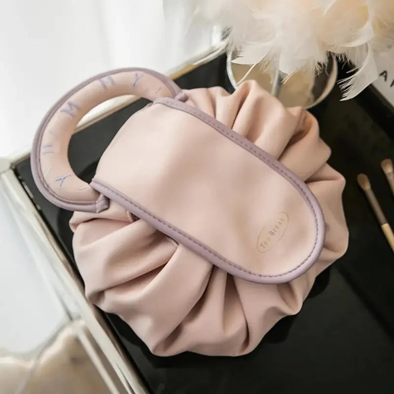 Large Capacity Drawstring Makeup Bag — Portable Travel Toiletry Pouch