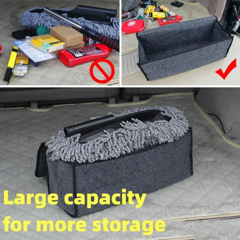 kkjoy Car Trunk Organizer — Large Anti-Slip Felt Storage Bag, Grey