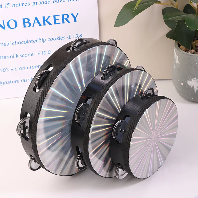 JULYHOT Wooden Radiant Tambourine — Double Row Jingle Hand Drum