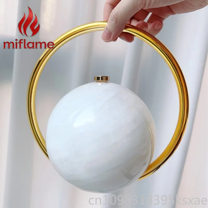 miflame Elegant Spherical Evening Clutch — Marble Texture Handbag with Electroplated Handle