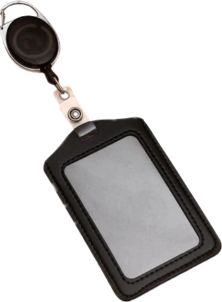pelsone Retractable ID Badge Holder — PU Leather Work Pass Protector