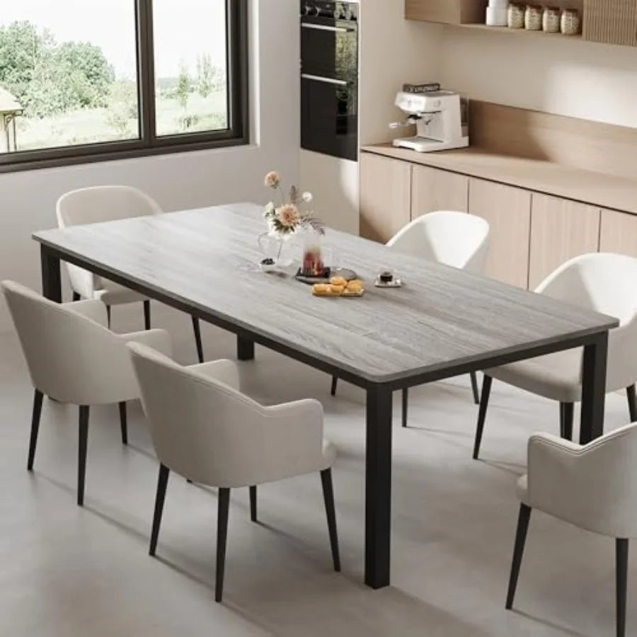 Industrial Dining Table — Modern Grey Wood Table