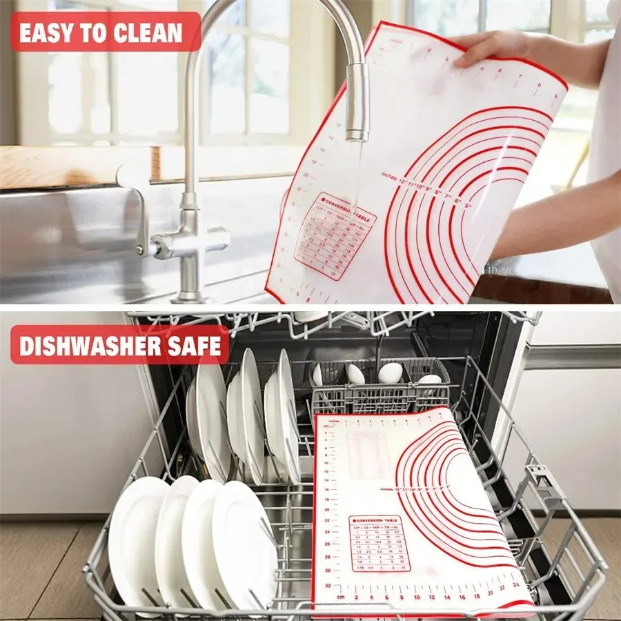 buyyes Silicone Baking Mat — Non-Stick Dough Kneading Pad for Pizza & Pastry