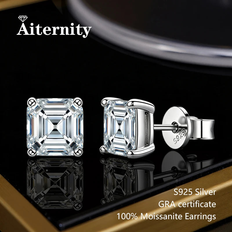 AITERNITY Moissanite Stud Earrings — Elegant S925 Silver Wedding Jewelry