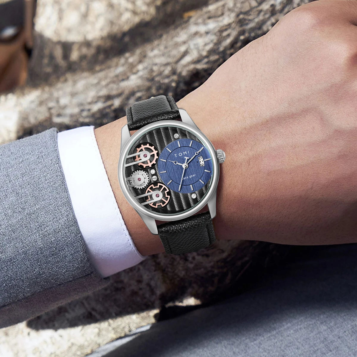 TOMI Men's Luxury Quartz Watch Set — Business Style with Detachable Straps