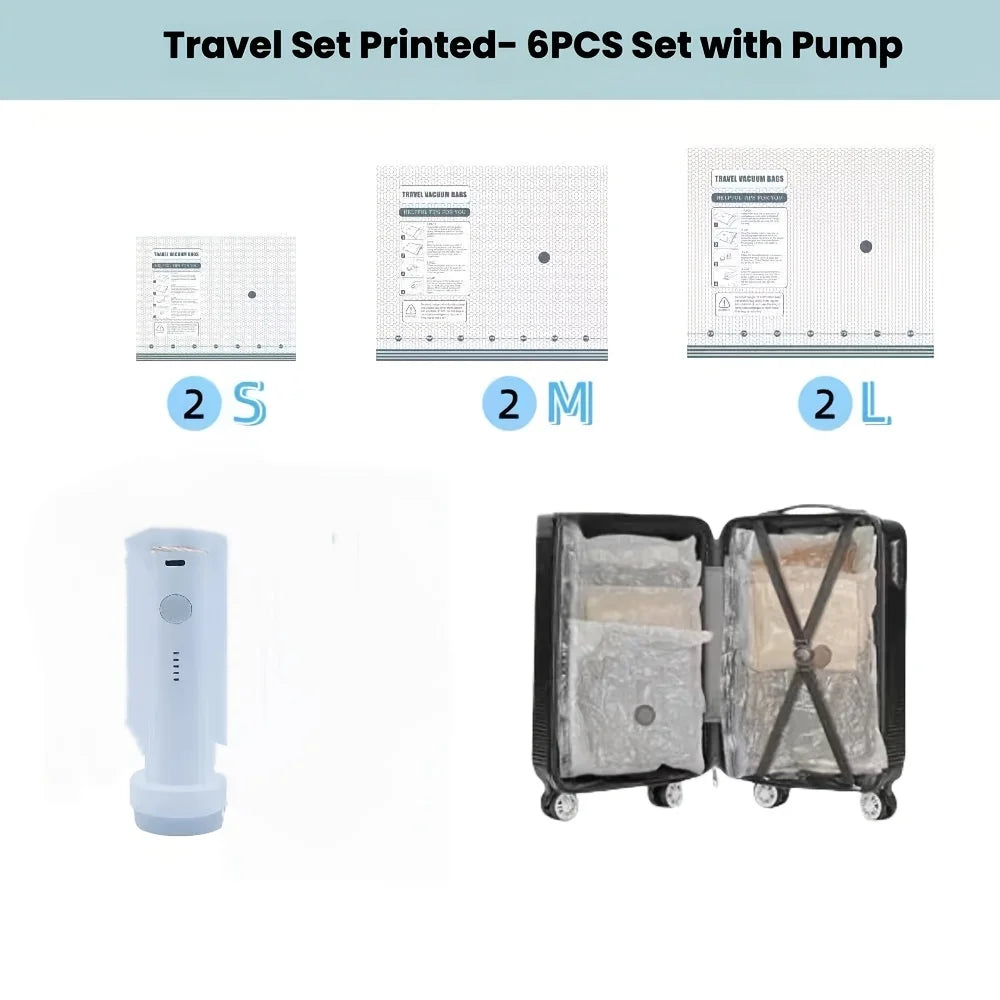 Vacuum Compression Storage Bags — Space Saving Organizer with Air Pump