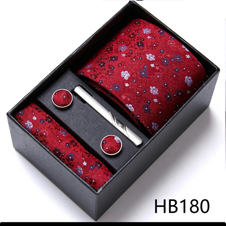 VanGise Men's Necktie Set — Business Tie, Cufflinks, and Pocket Square Kit