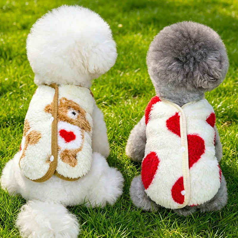 ABQP Cartoon Pet Fleece Vest — Warm Winter Coat for Dogs and Cats