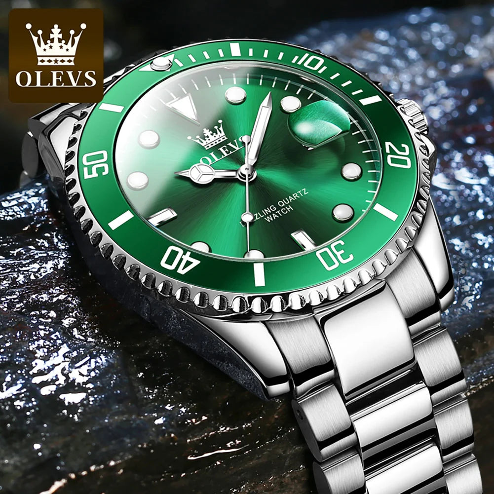 OLEVS 5885 Men's Business Watch — Stainless Steel Quartz Wristwatch