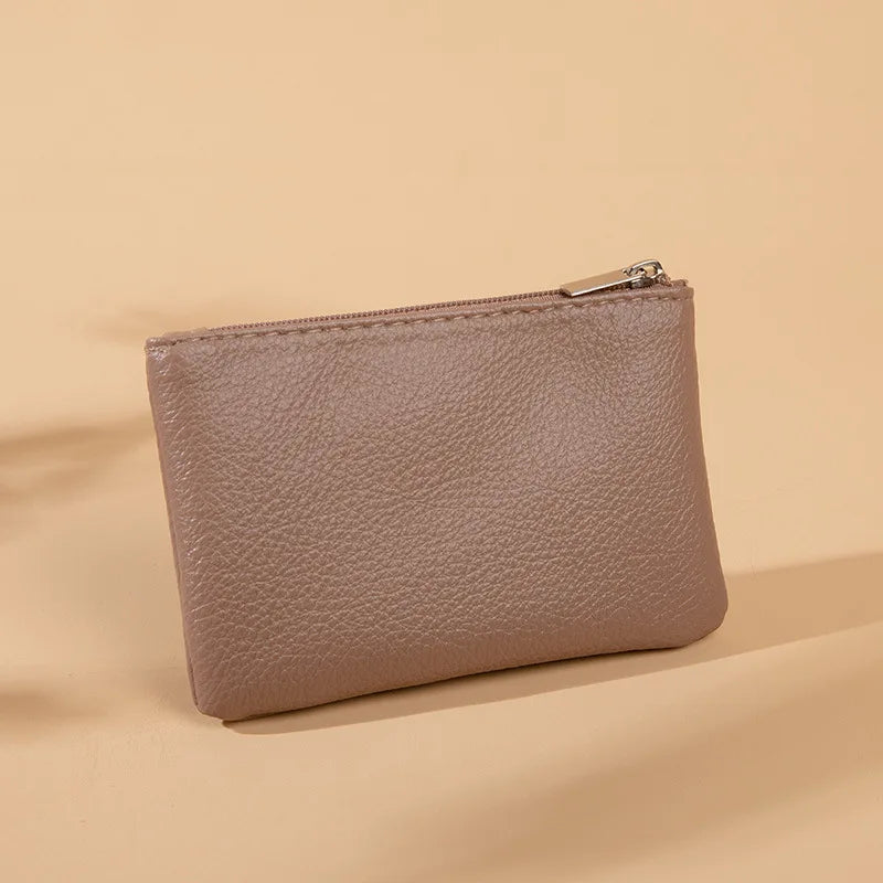 Retro Litchi Pattern Coin Purse — Compact PU Leather Zipper Pouch