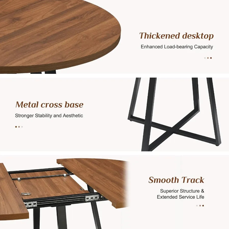 Round Dining Table — Extendable, Modern Space-Saving