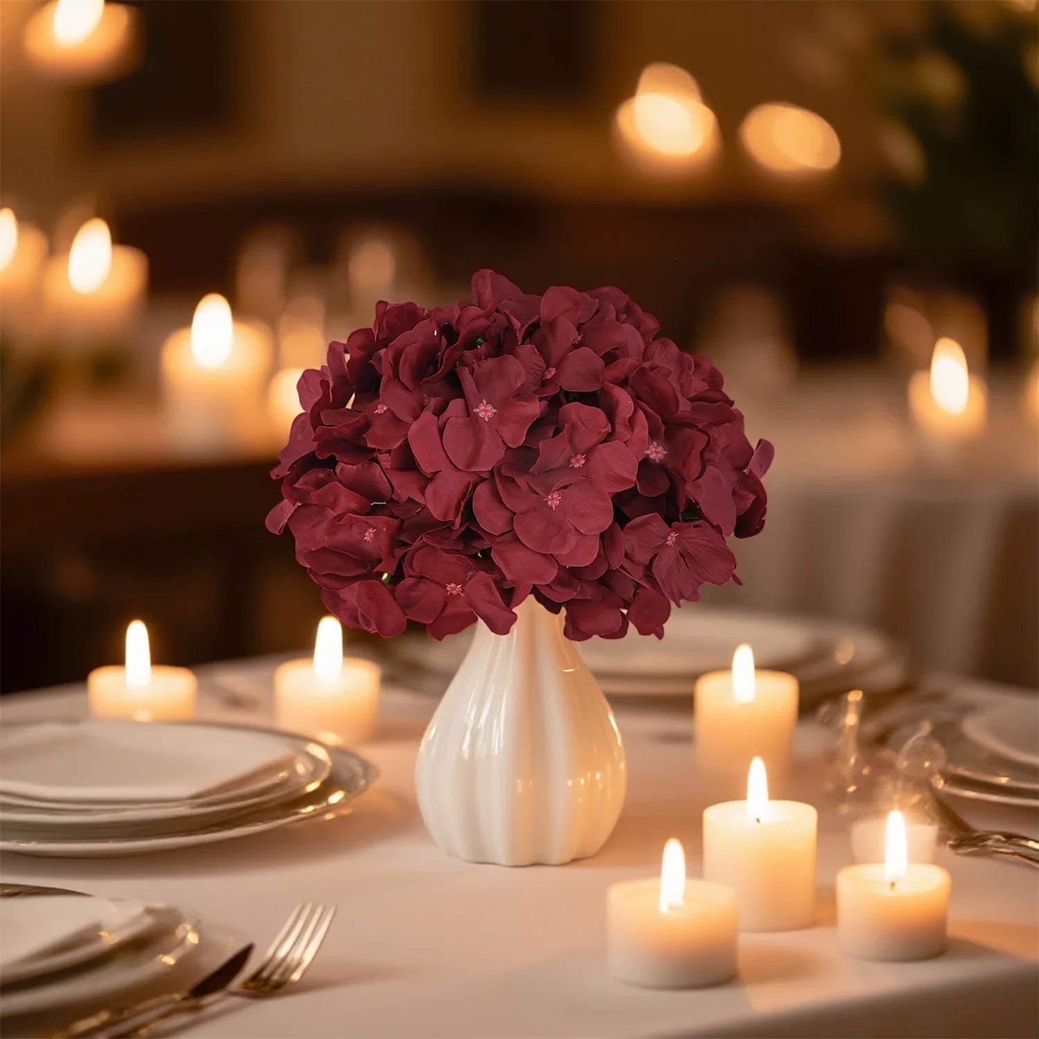 Artificial Hydrangea Flower Heads — 240 Piece Set for Wedding & Home Decor