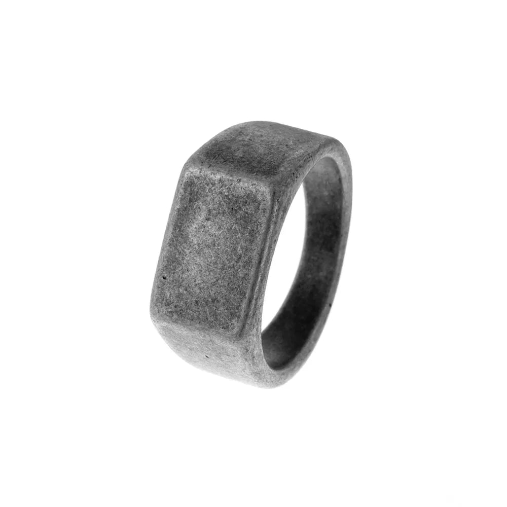Geometric Rectangular Pattern Ring — Stainless Steel Punk Style Jewelry