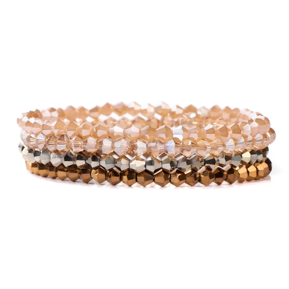 vinswet Crystal Bead Bracelet Set — Elegant Gold Tone Jewelry for Women