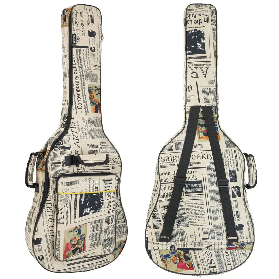 Cartoon Pattern Guitar Gig Bag — 41 Inch Padded Nylon Backpack