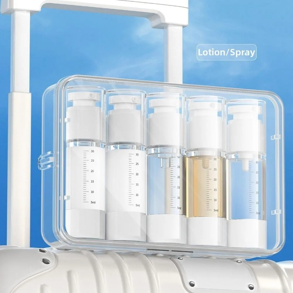 Transparent Travel Refillable Bottle Set — Leak Proof Containers with Storage Box