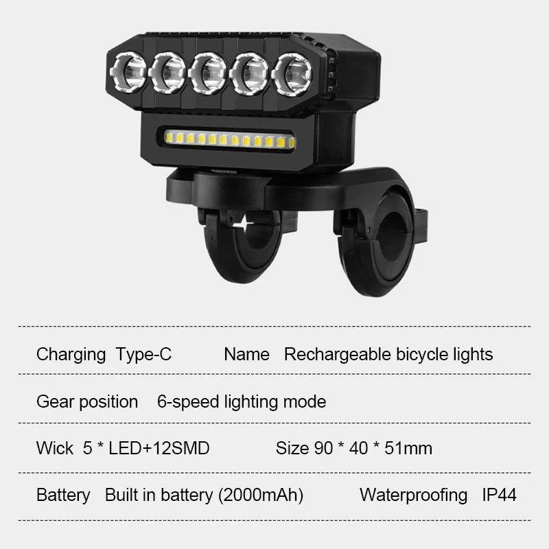 USB Rechargeable Bicycle Light — High-Brightness Handlebar Headlight