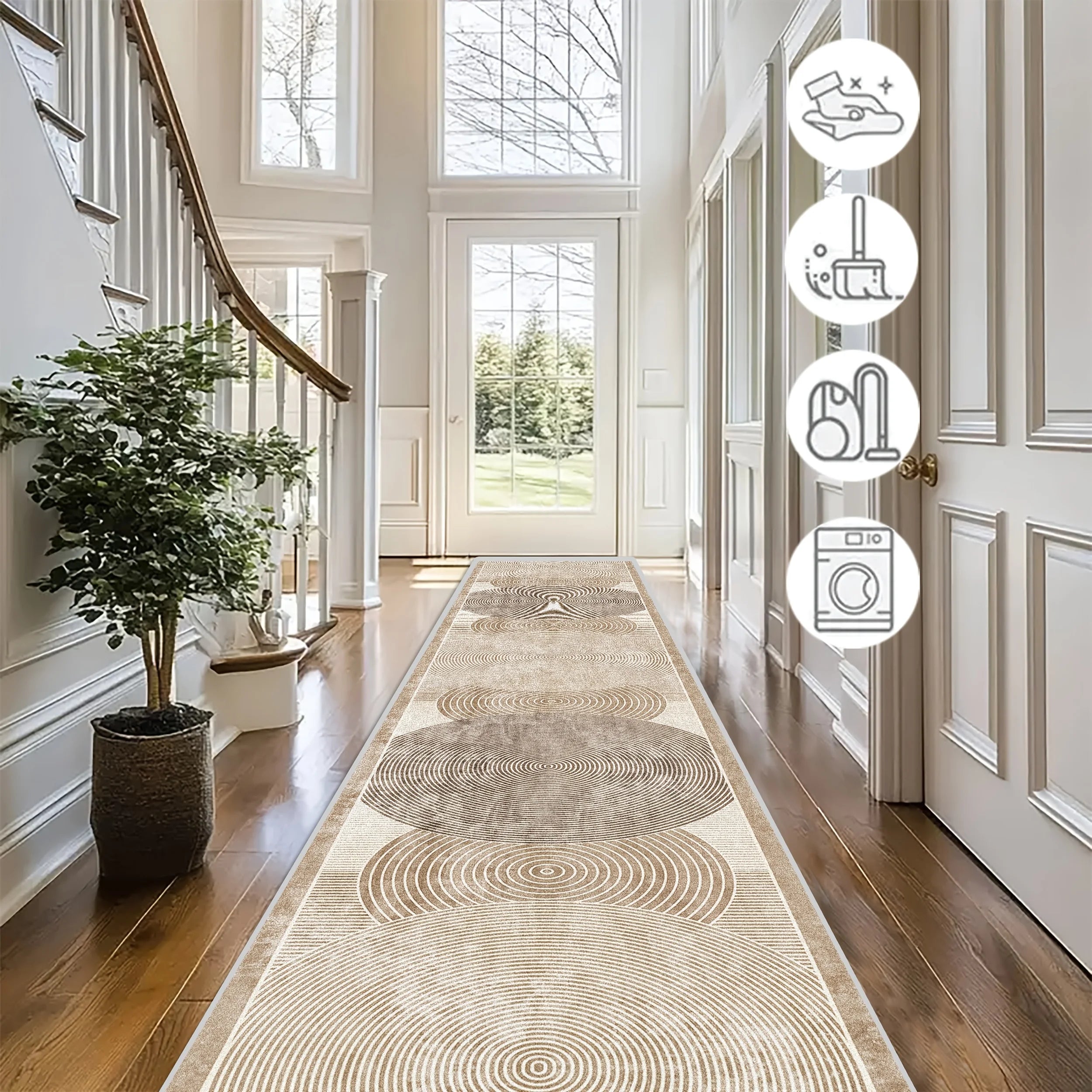 VIKAMA Geometric Textured Rug — Non-Slip Stain-Resistant Floor Mat