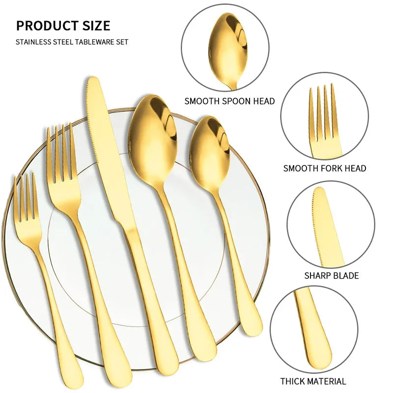 STONEGO 5-Piece Stainless Steel Flatware Set — Premium Cutlery for Dining & Travel