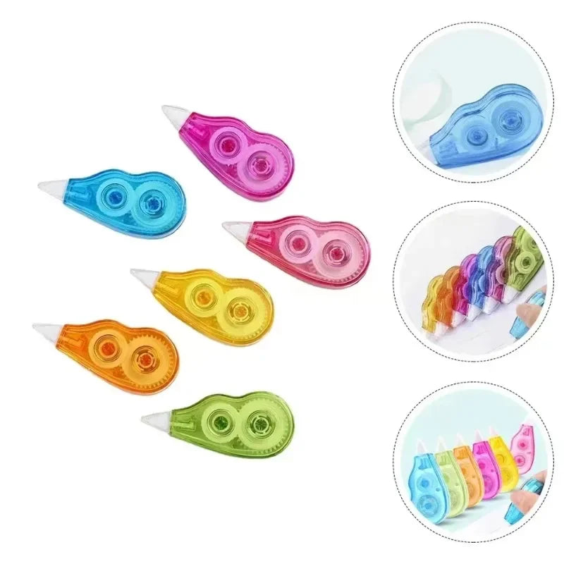 6-Piece Correction Tape Set — Cute Mechanical Design for School & Journaling