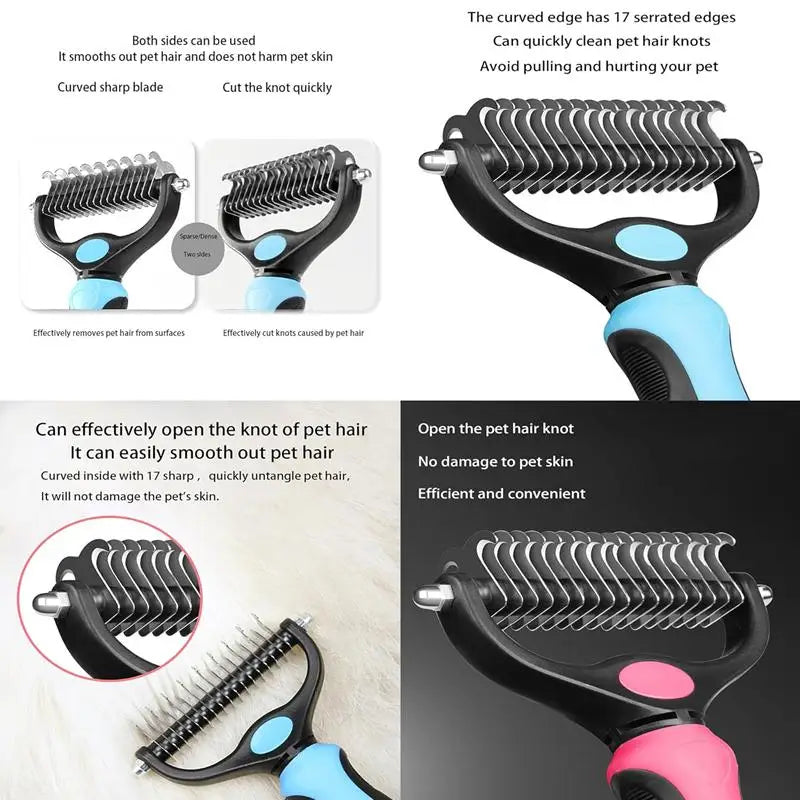 Pet Deshedding Brush — Professional Fur Remover & Knot Cutter