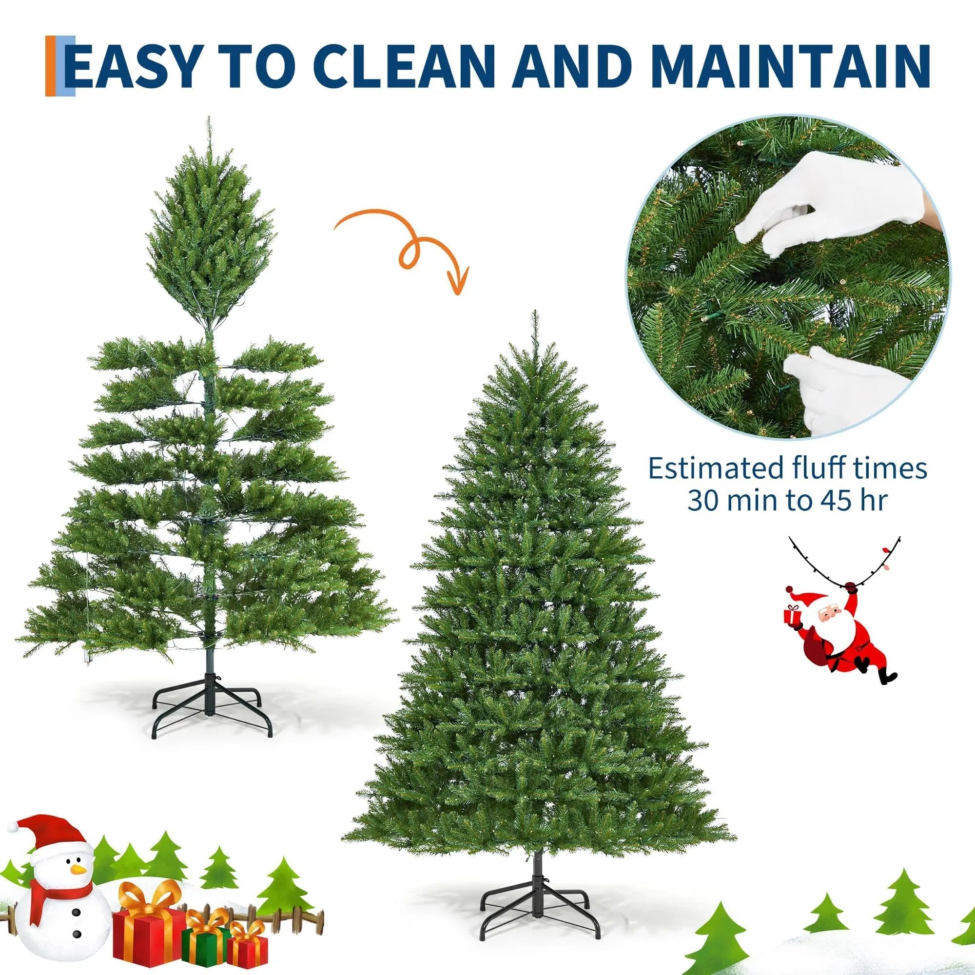 GAOMON Prelit Artificial Noble Fir Christmas Tree — Pink Snow Flocked Design