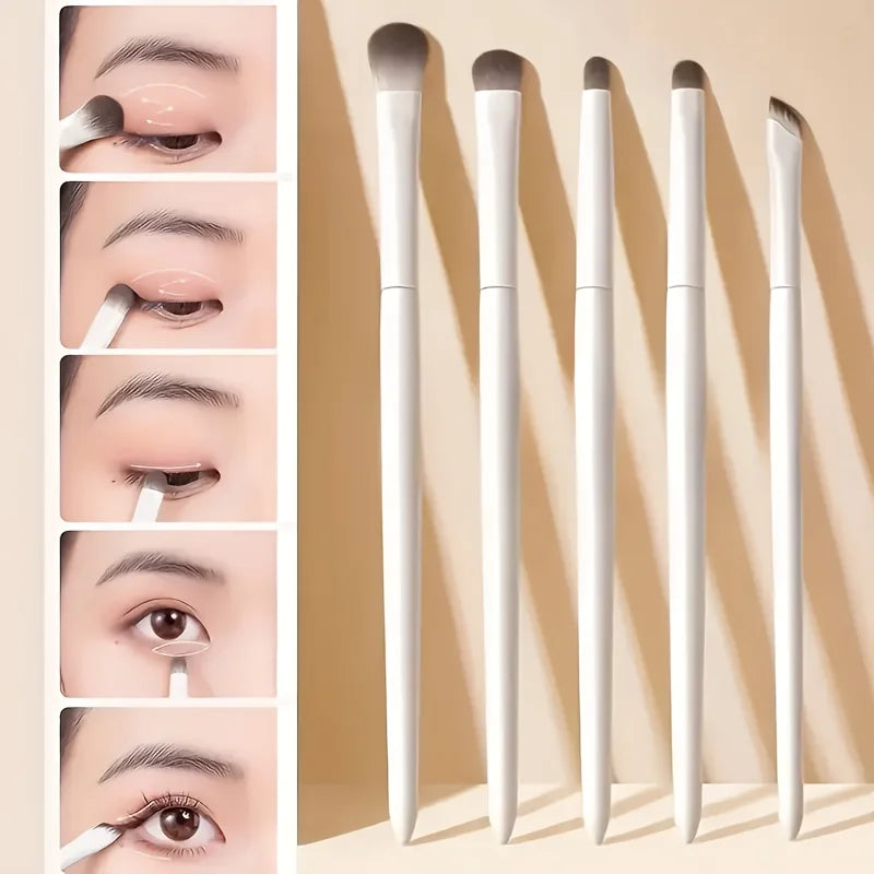 5-Piece Eye Makeup Brush Set — Soft Wool Fiber Brushes for Travel
